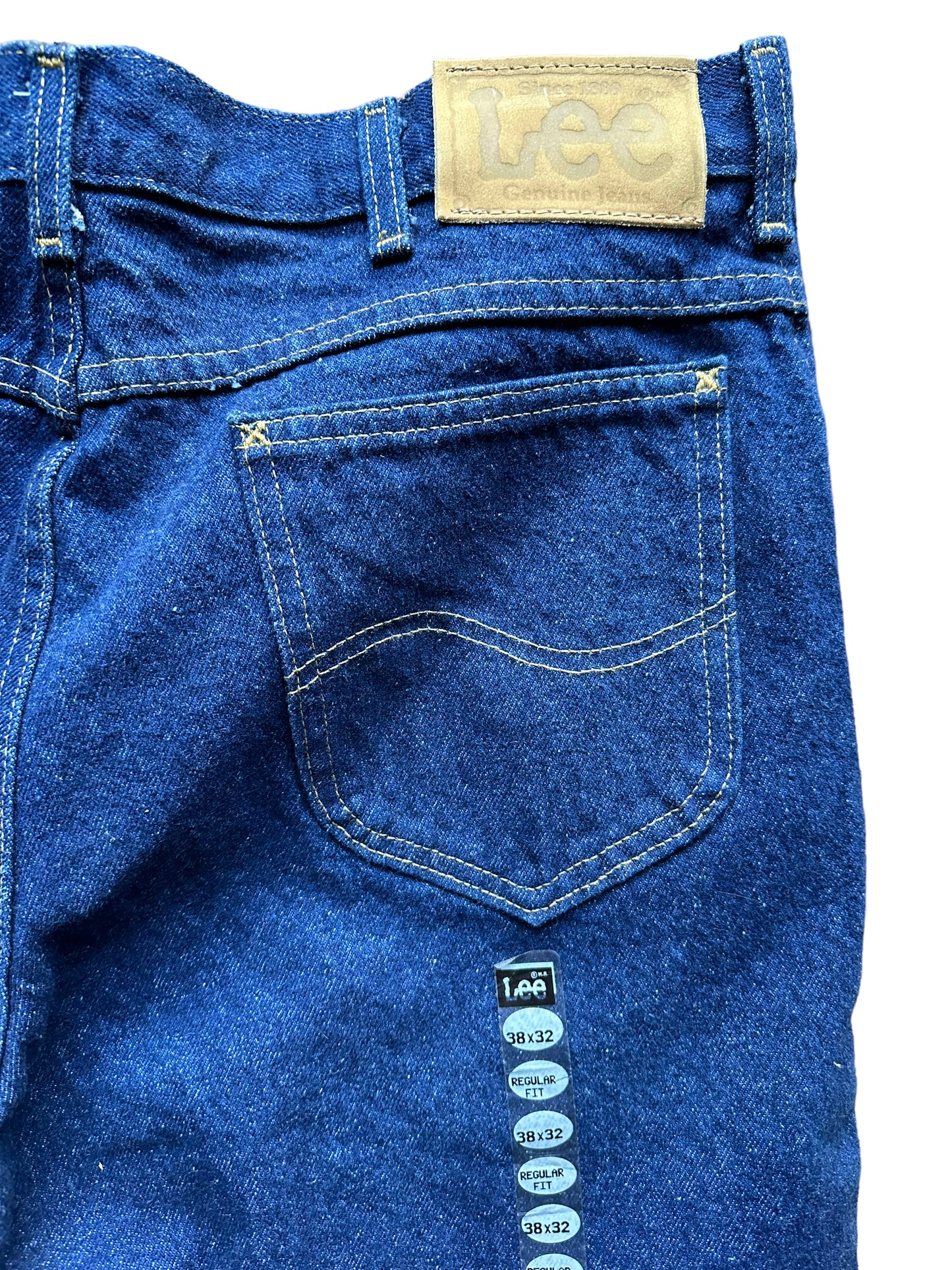 Back right pocket view of Vintage Deadstock Union Made Lee Jeans 37x32" | Seattle Vintage Denim | Barn Owl Vintage Dungarees
