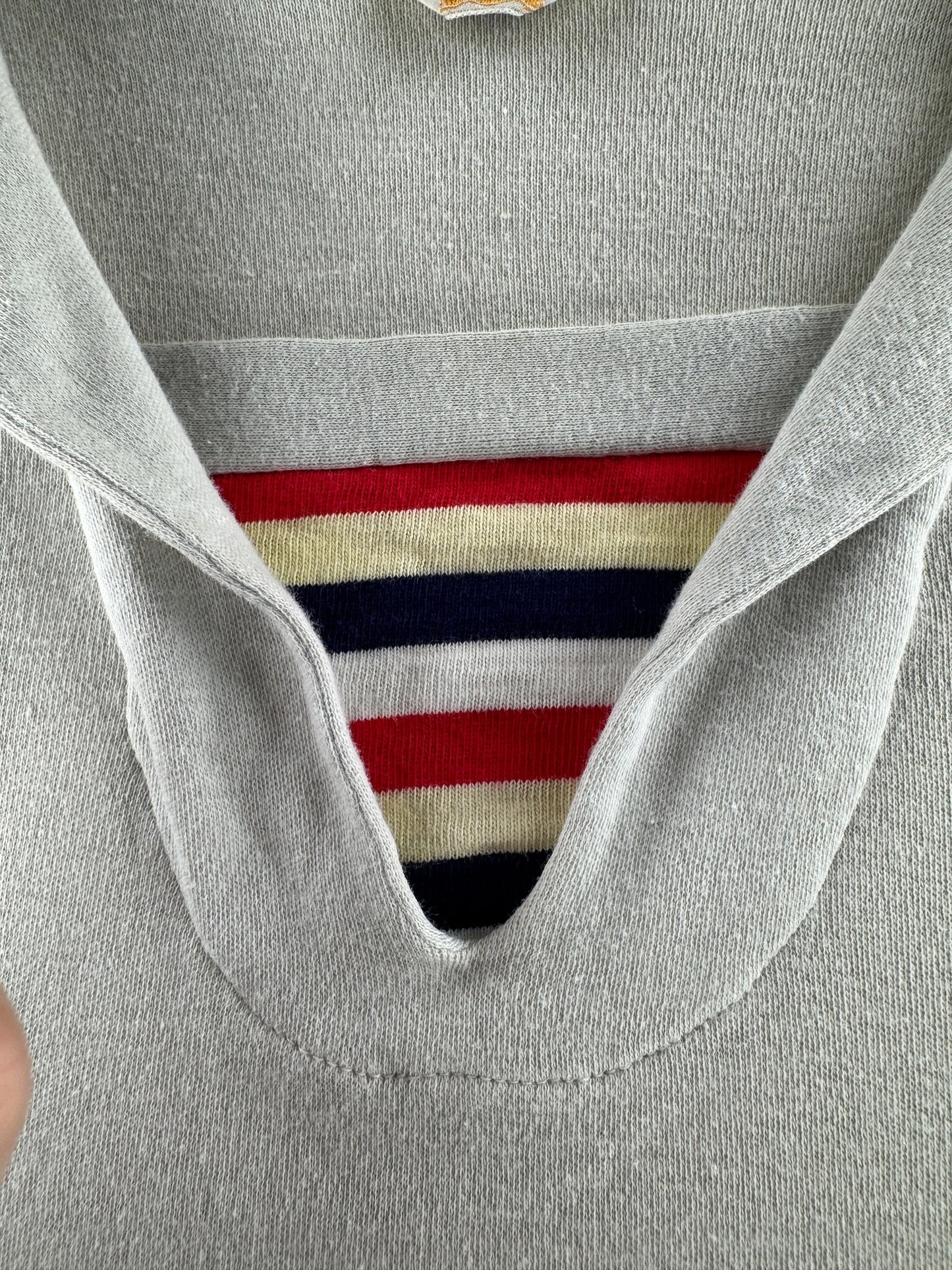 Collar stripe detail on Vintage 40s Cotton Polo Shirt SZ L (Fits M)