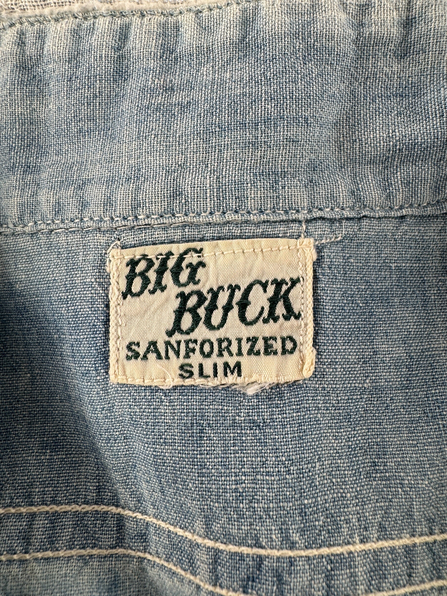 Label on Vintage Big Buck Chambray Work Shirt SZ M