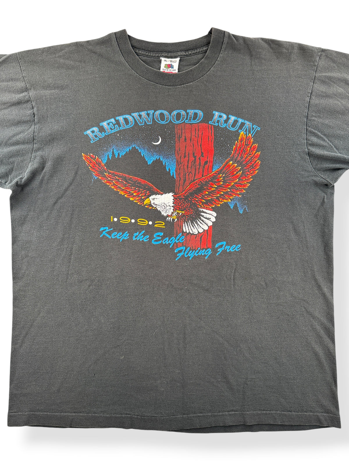 Front Close Up of Vintage 1992 Redwood Run Harley Tee SZ XL