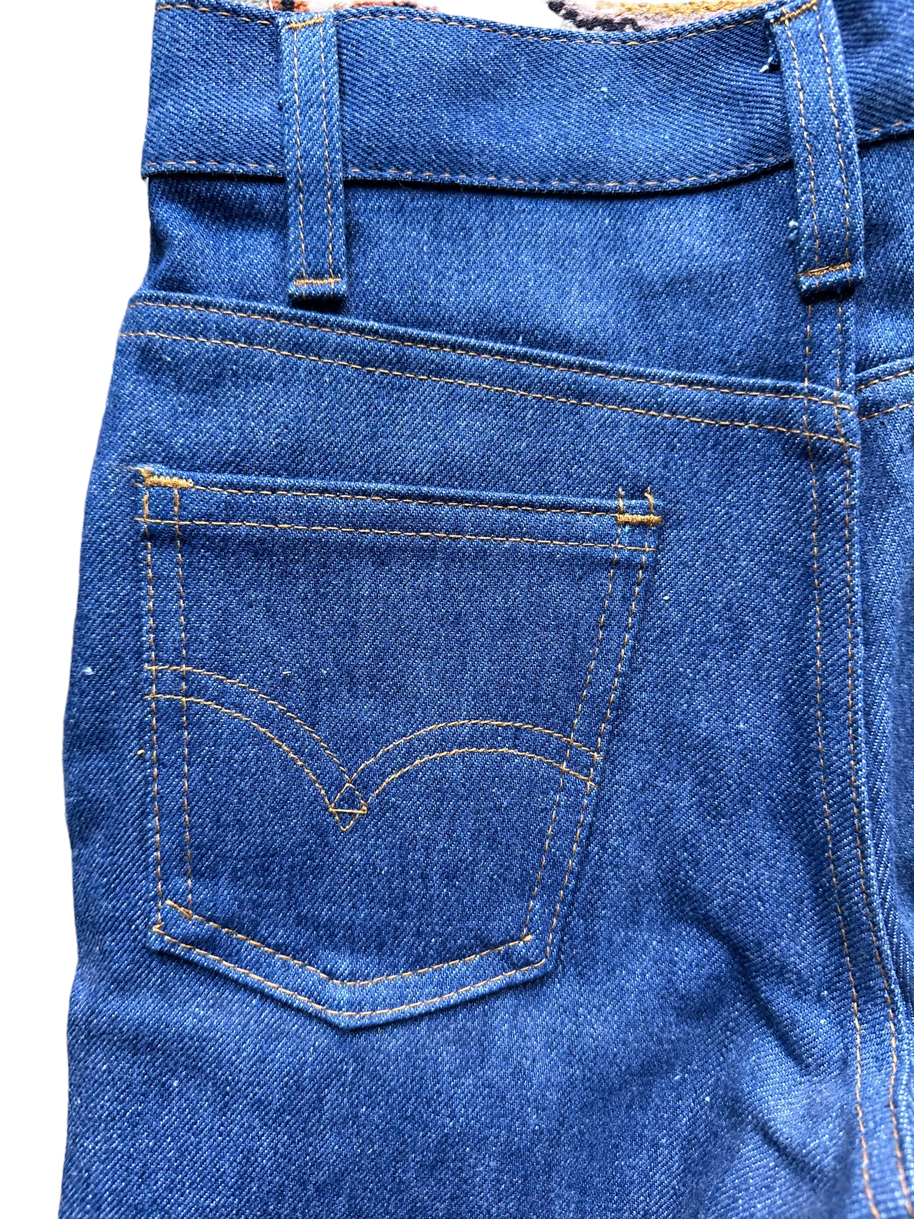 Back left pocket view of Vintage Deadstock Saddleman Boot Cut Jeans 24x23 | Seattle Kid's Vintage | Barn Owl Deadstock Levi's