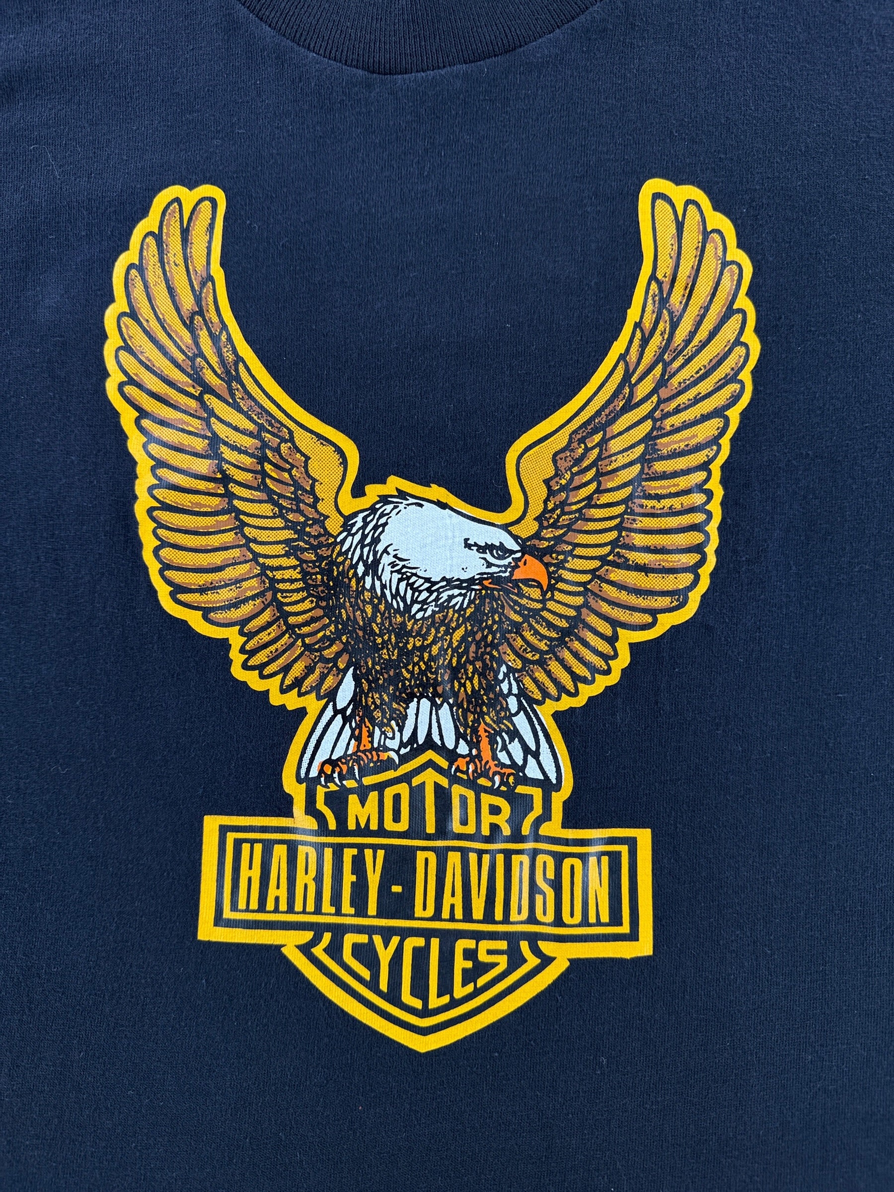 Graphic of Vintage Bellevue Harley Spread Eagle Tee SZ S (Fits XS)