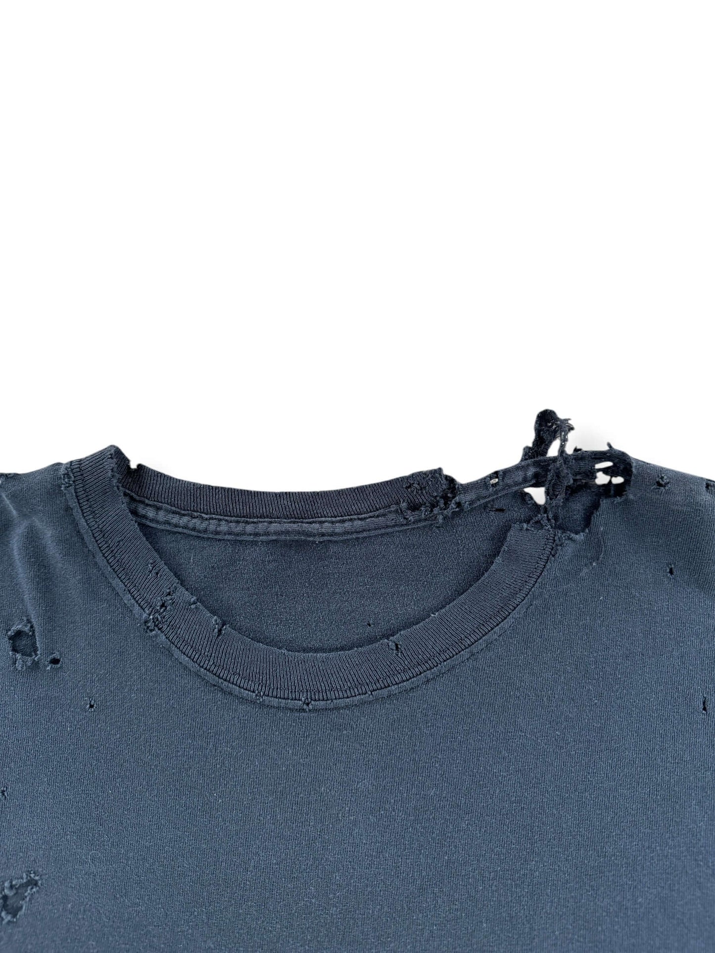 Wear on Vintage Black Longsleeve Thrashed Blank Tee SZ L