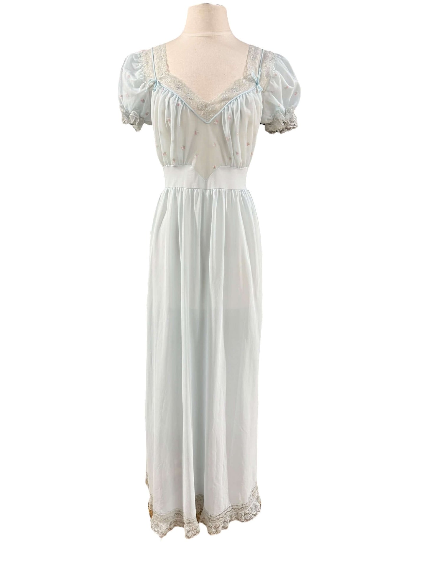 Front view of 1970s Pale Blue Nightgown M