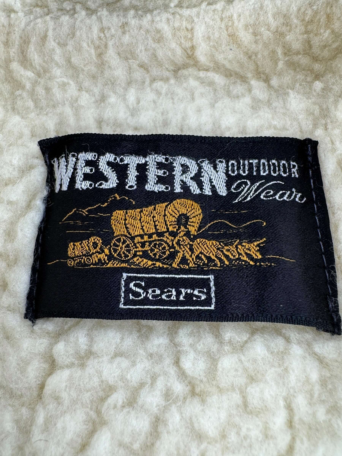 Tags on Vintage Sears Sherpa Denim Western Jacket SZ L