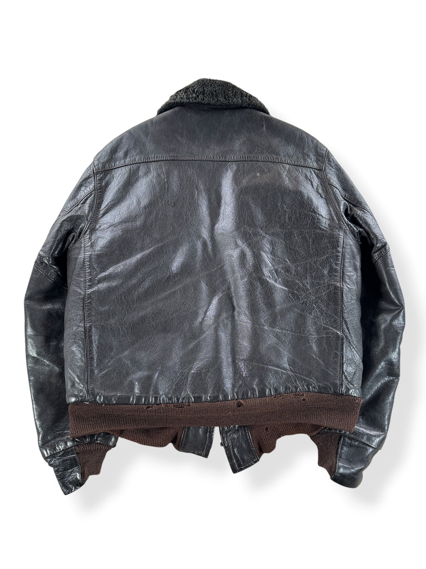 Back of Vintage LL Bean Leather Bomber Jacket SZ L - AS IS