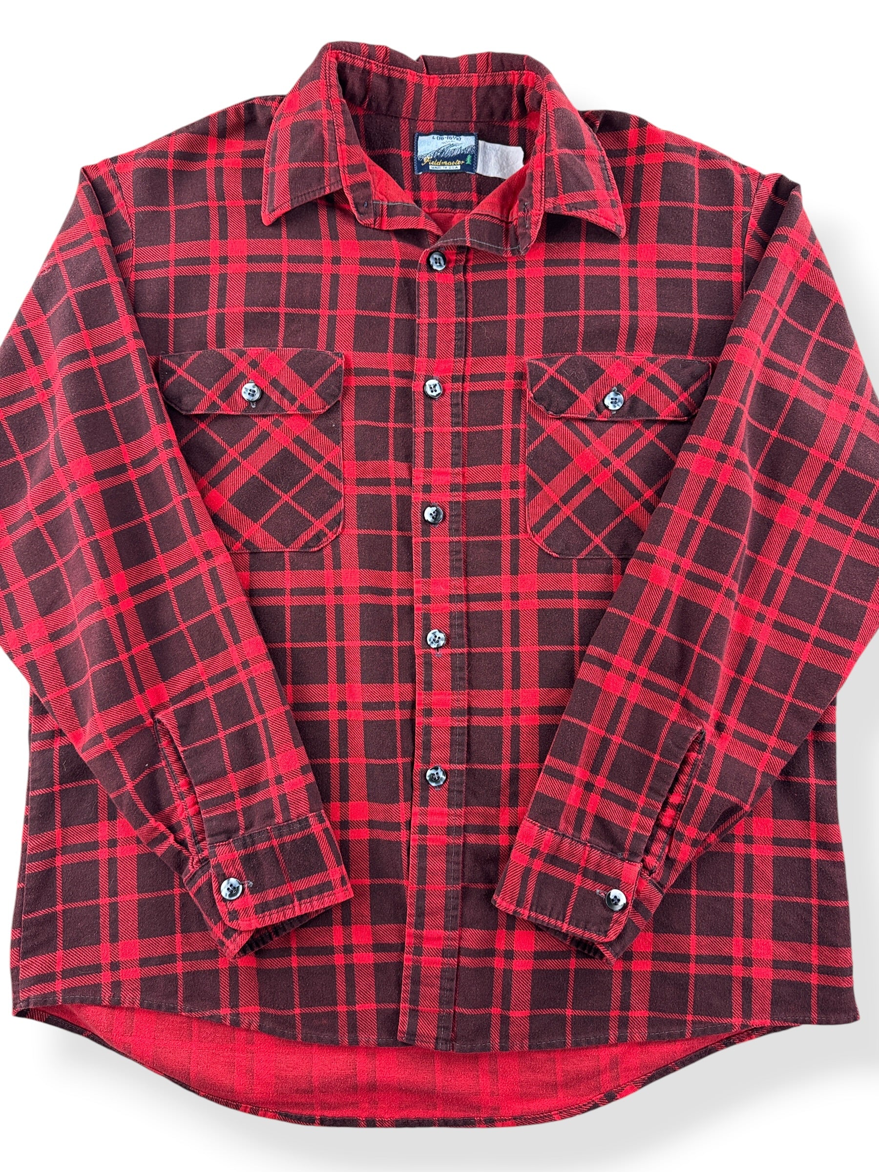 Close-up of Vintage 70's Fieldmaster Printed Cotton Flannel Shirt SZ L