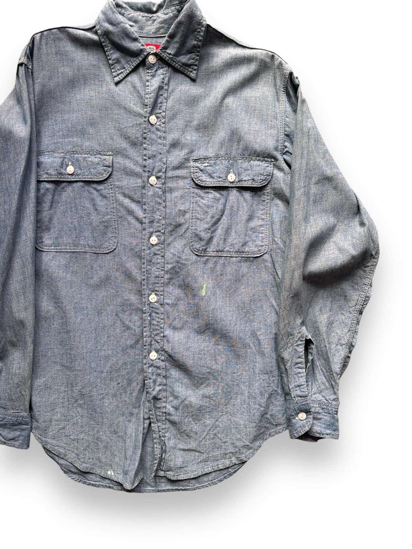 Front Left View of Vintage 60s Era Penneys Big Mac Chambray Shirt SZ L