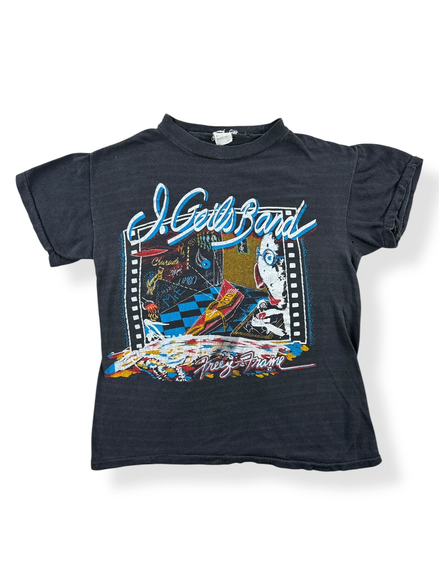 Front of Vintage J Geils Band Freeze Frame Parking Lot Boot Tee SZ S