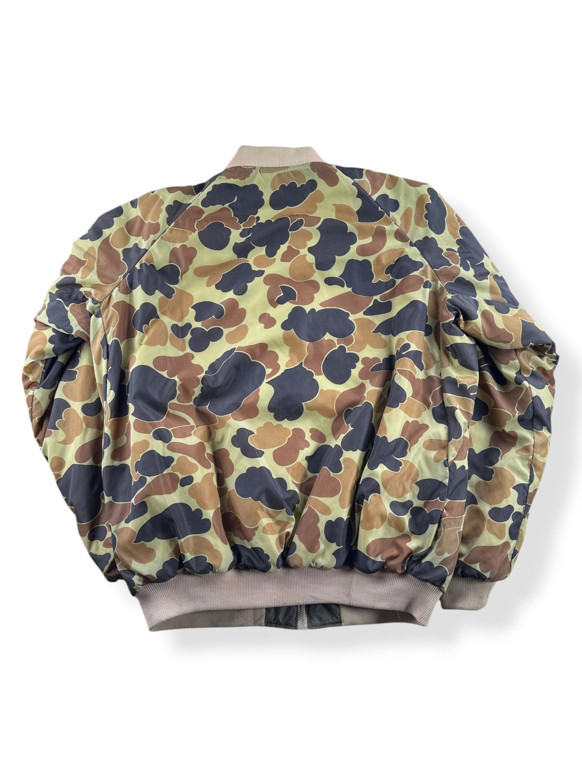 Back of Vintage Columbia Reversible Hunting Bomber Jacket SZ L