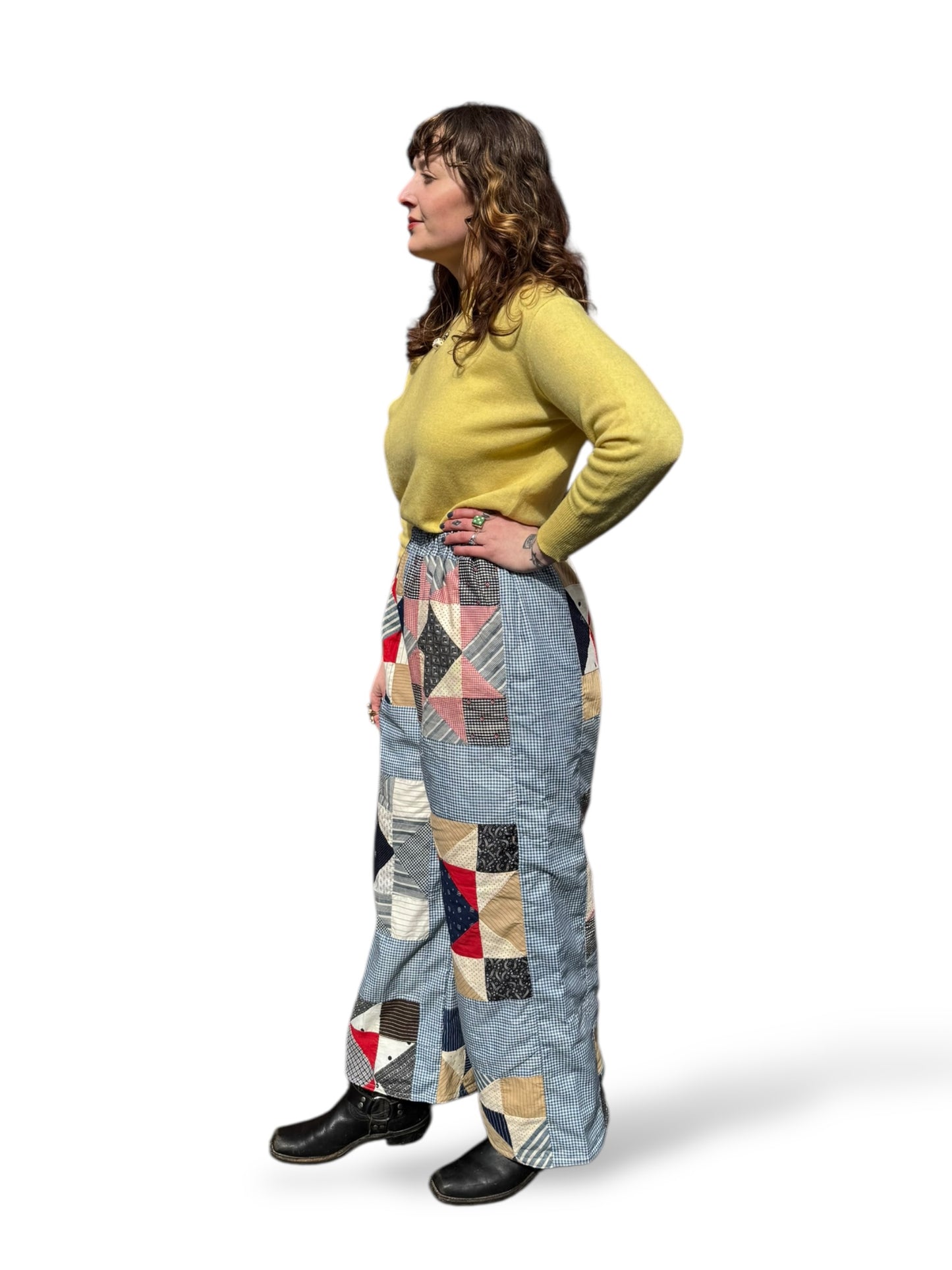On Body Side of Archive Craft X Barn Owl Vintage Quilt Pants SZ M