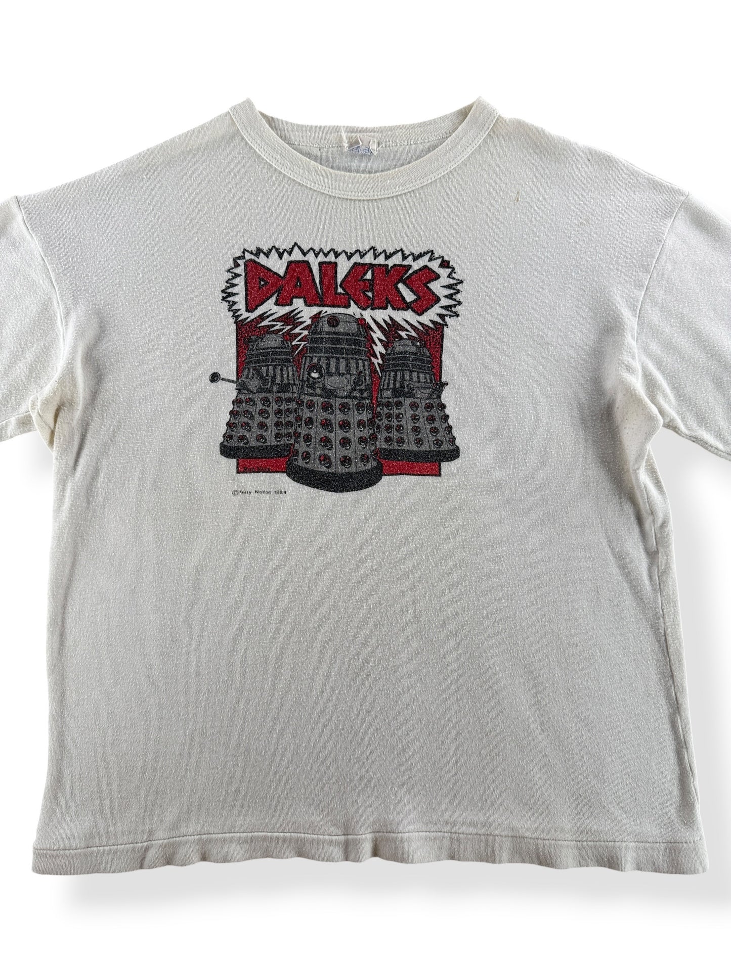 Close-up of Vintage 80's Dr. Who Daleks Euro Tee SZ XL (Fits M)