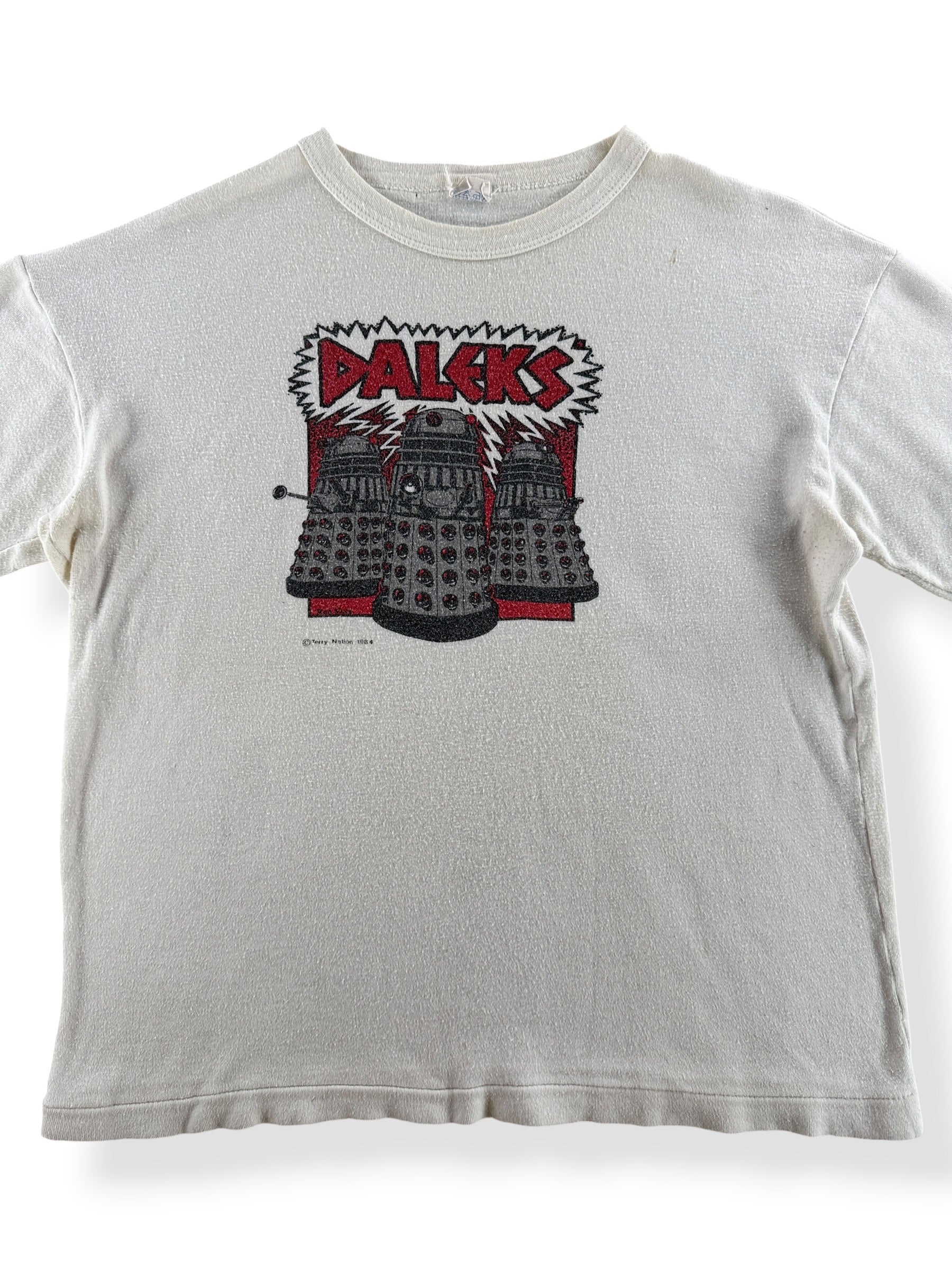 Close-up of Vintage 80's Dr. Who Daleks Euro Tee SZ XL (Fits M)