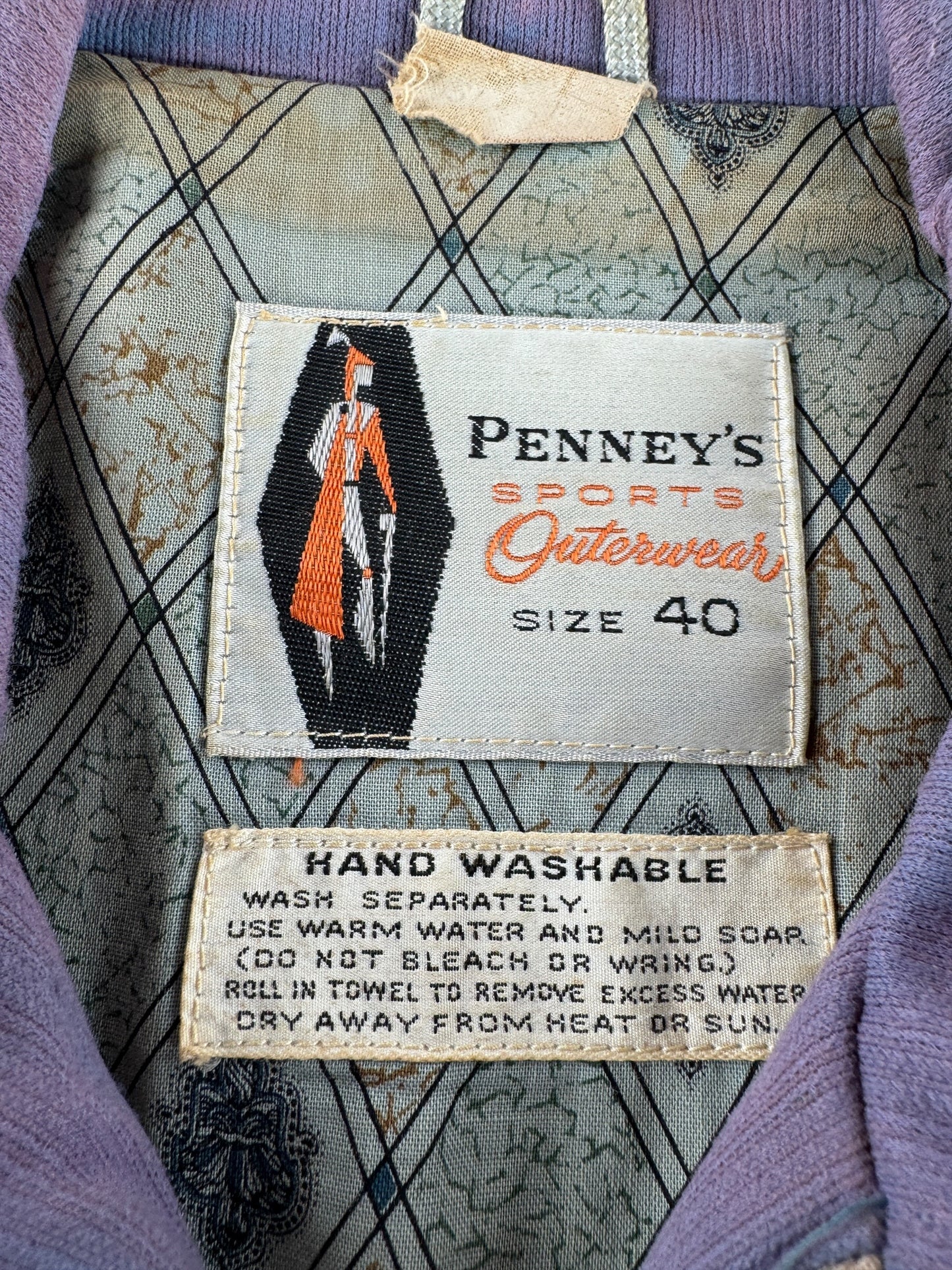 Tag on Vintage 50s Penney's Sports Jacket SZ 40