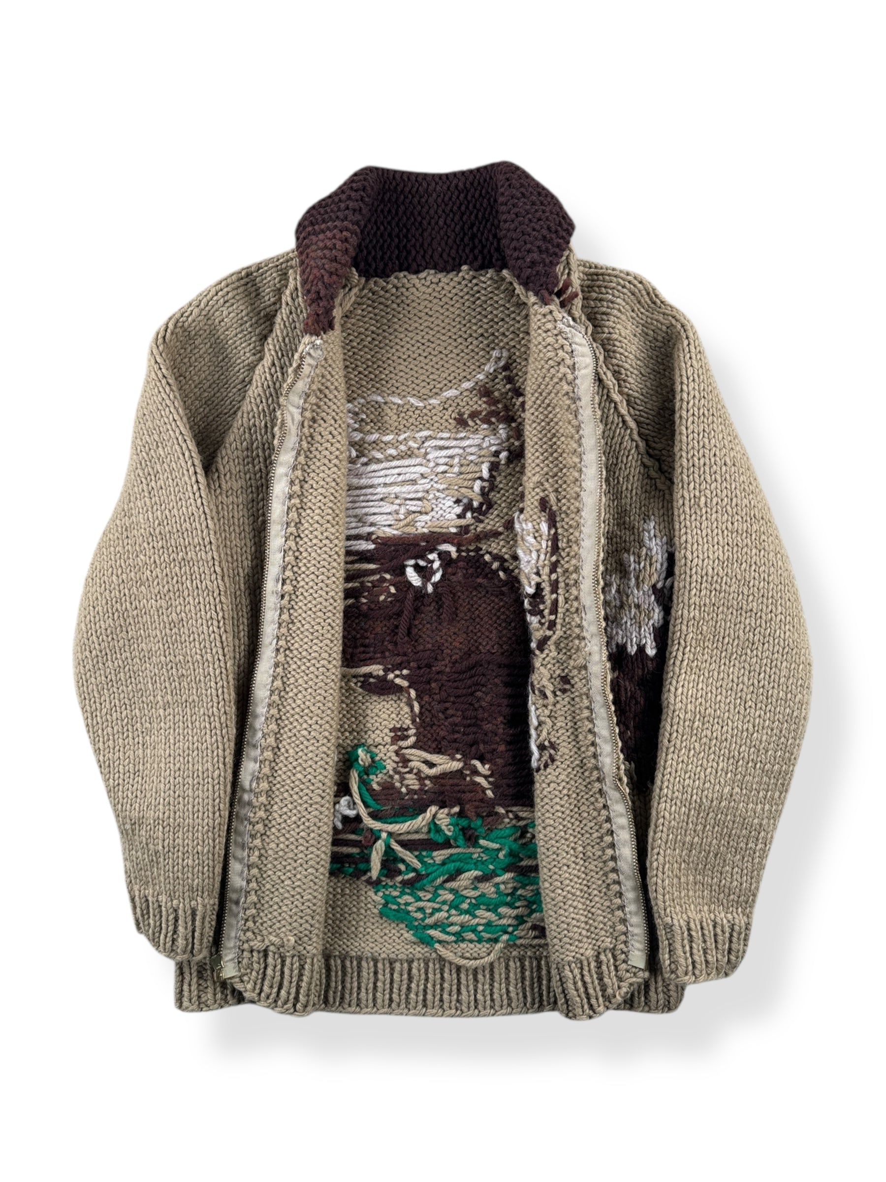 Inside of Vintage Moose Cowichan Style Sweater SZ XS