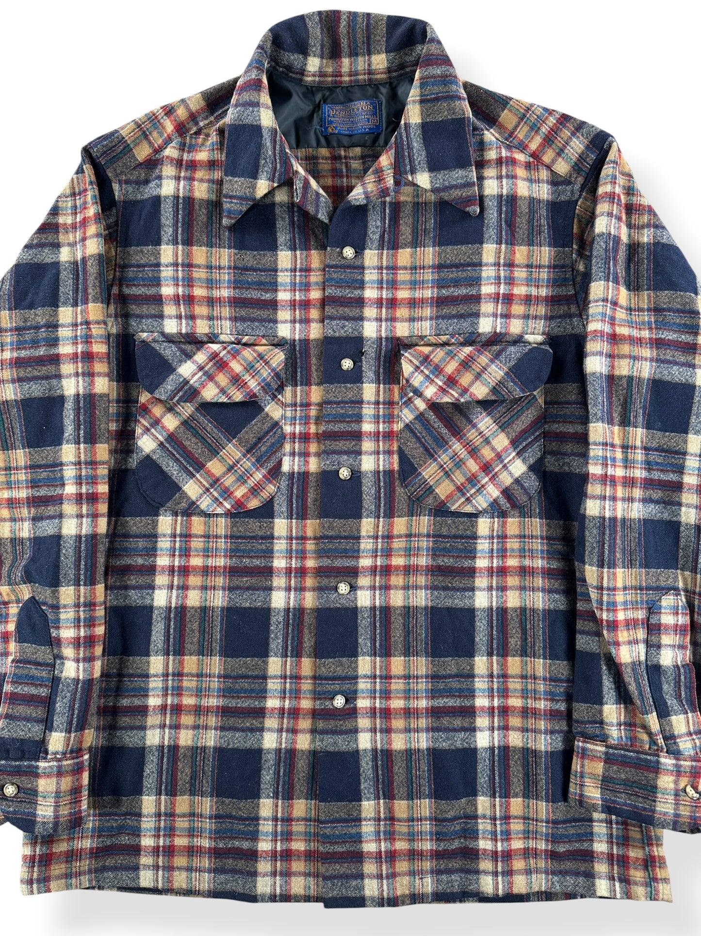 Front Close Up of Vintage 60s Pendleton Board Shirt SZ M