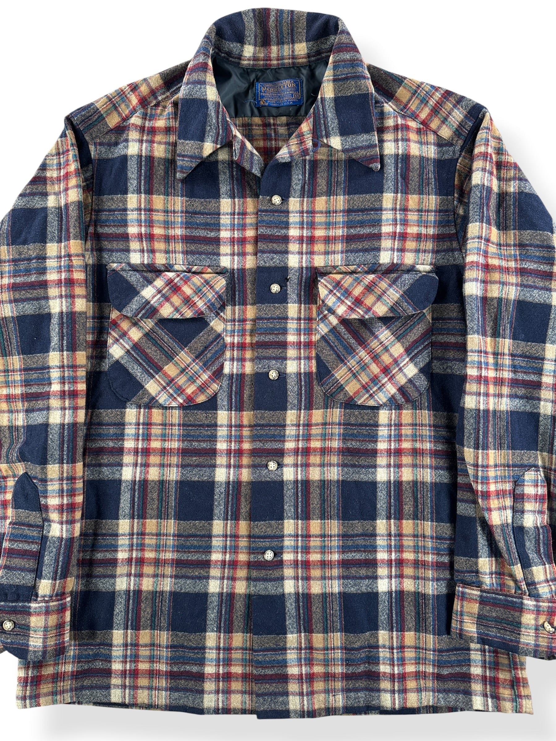 Front Close Up of Vintage 60s Pendleton Board Shirt SZ M
