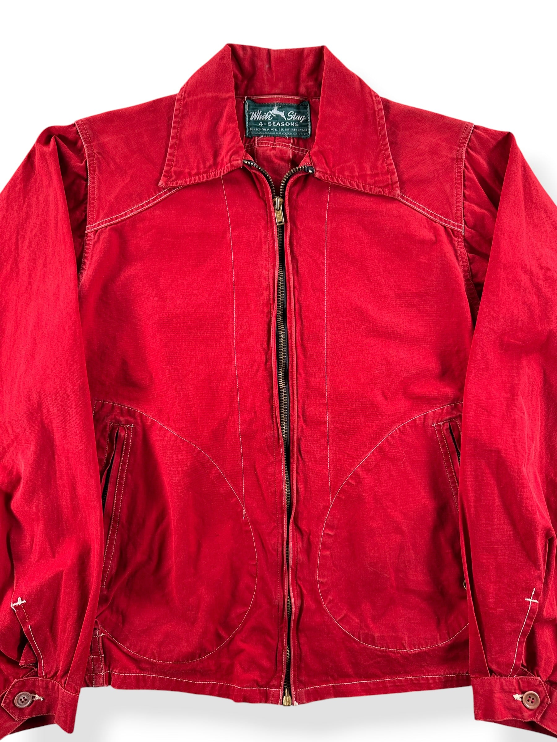 Front Close Up of Vintage 40s White Stag Jacket SZ XS