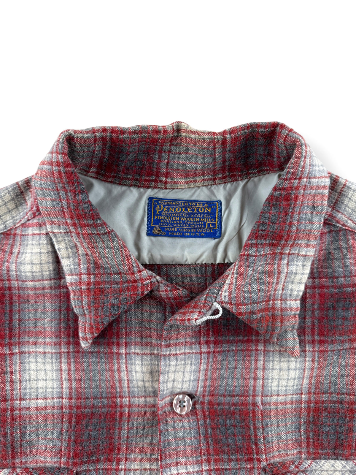 Collar on Vintage Pendleton Shadowplaid Board Shirt SZ L