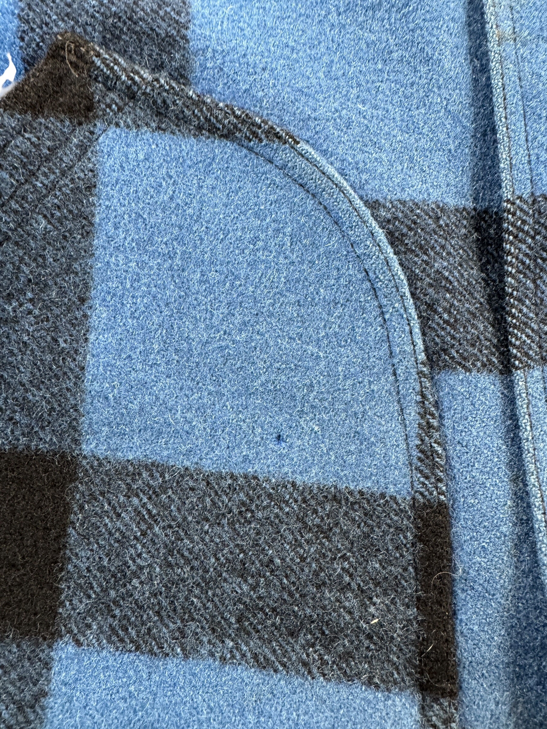 Small Hole on Vintage 80s Era Filson Cobalt Blue & Black Hunter Style 85 Jacket SZ 40