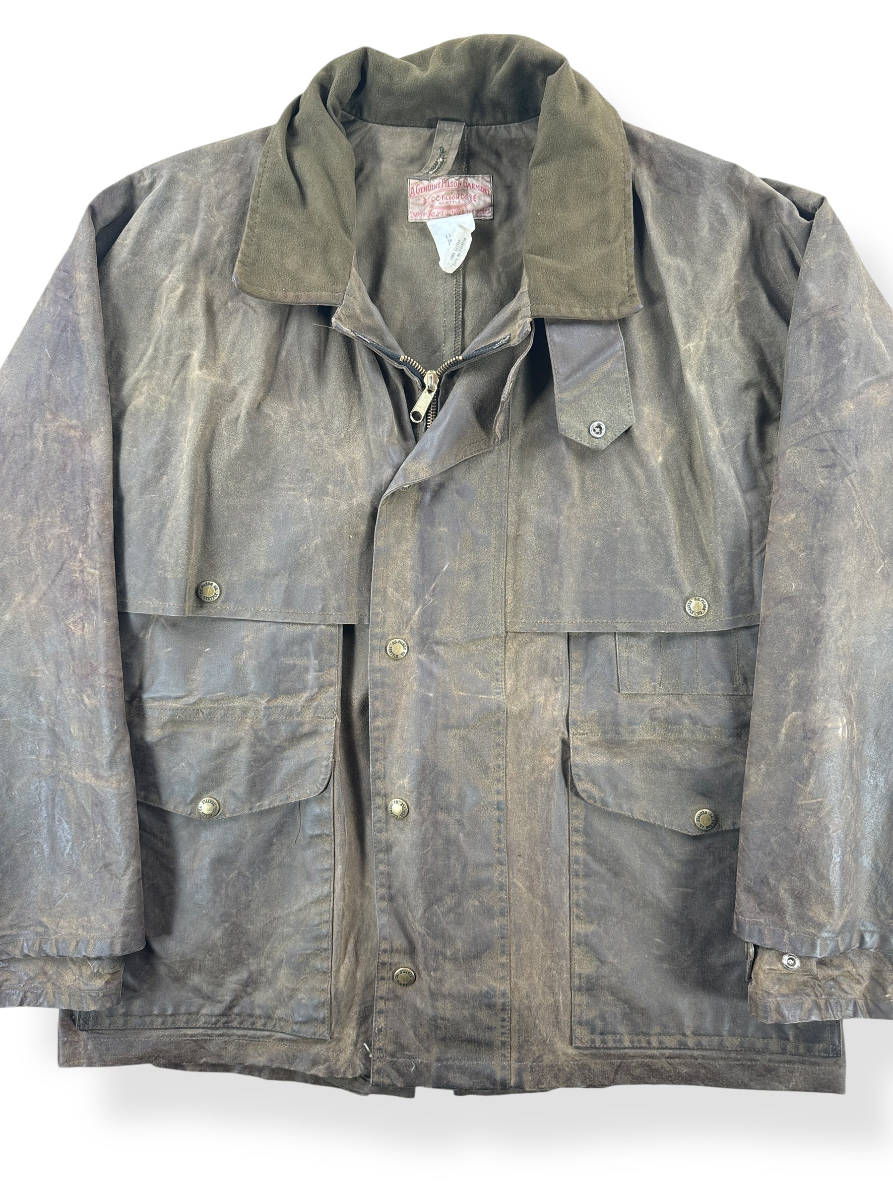 Front Close Up of Vintage Filson Shelter Cloth Packer Coat SZ 40