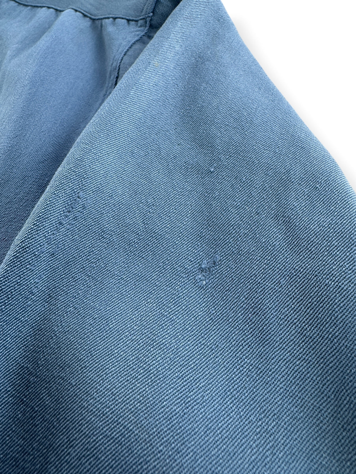 Ware on sleeve of Vintage 40s Era Levis DeLuxe Lorraine Worsted Wool Pearl Snap SZ XL