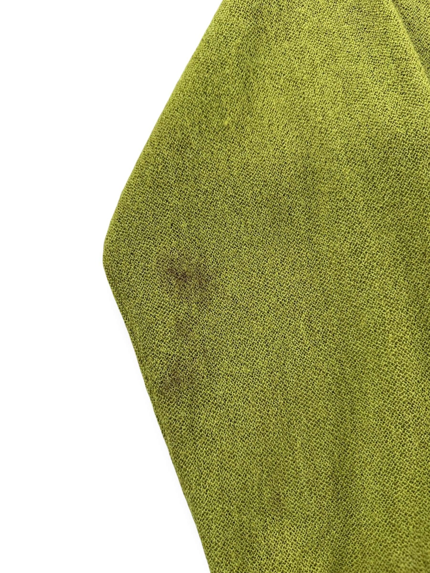 Stain on Vintage Lion Brand Chartreuse Green Alpaca Cardigan SZ L
