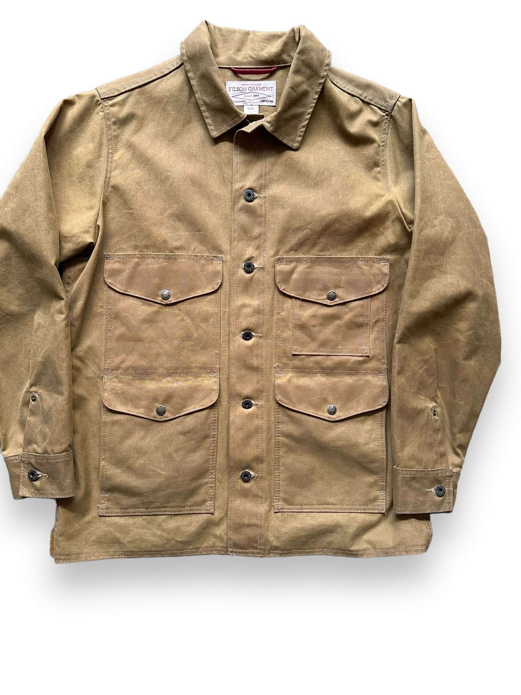 Front Detail on Filson Tin Cloth Cruiser Jacket SZ L | Filson Workwear Seattle