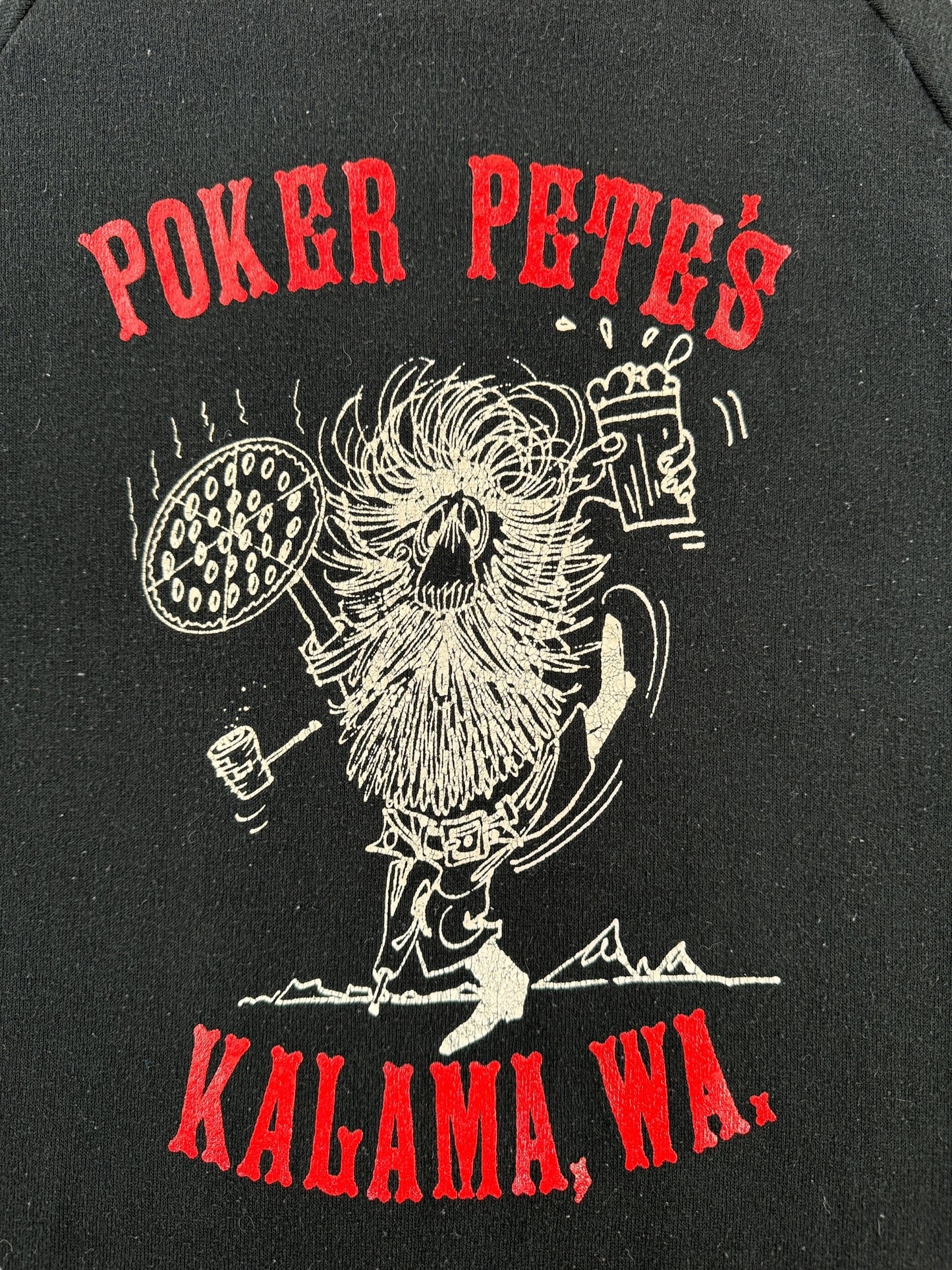 Front Graphic of Vintage Poker Pete's Kalama Crewneck SZ M