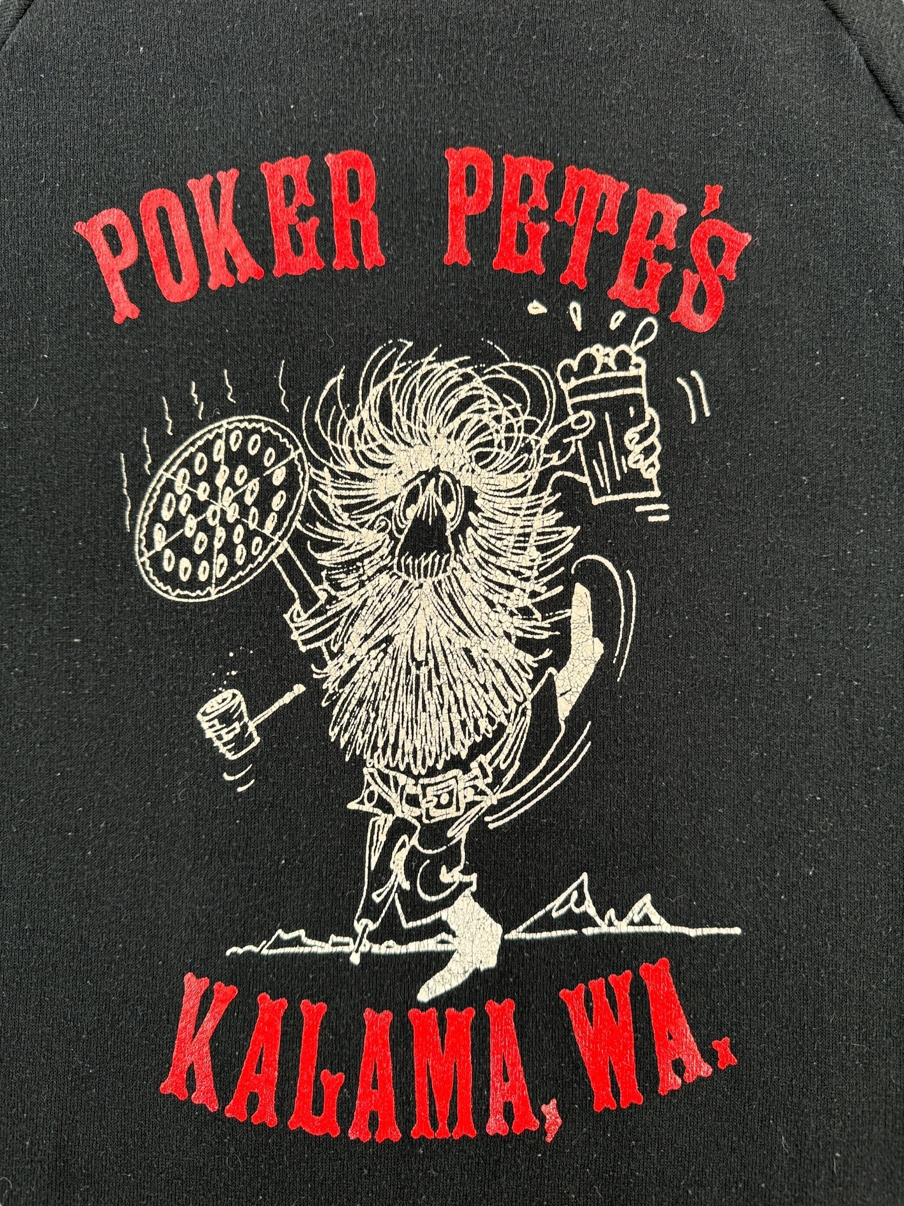 Front Graphic of Vintage Poker Pete's Kalama Crewneck SZ M
