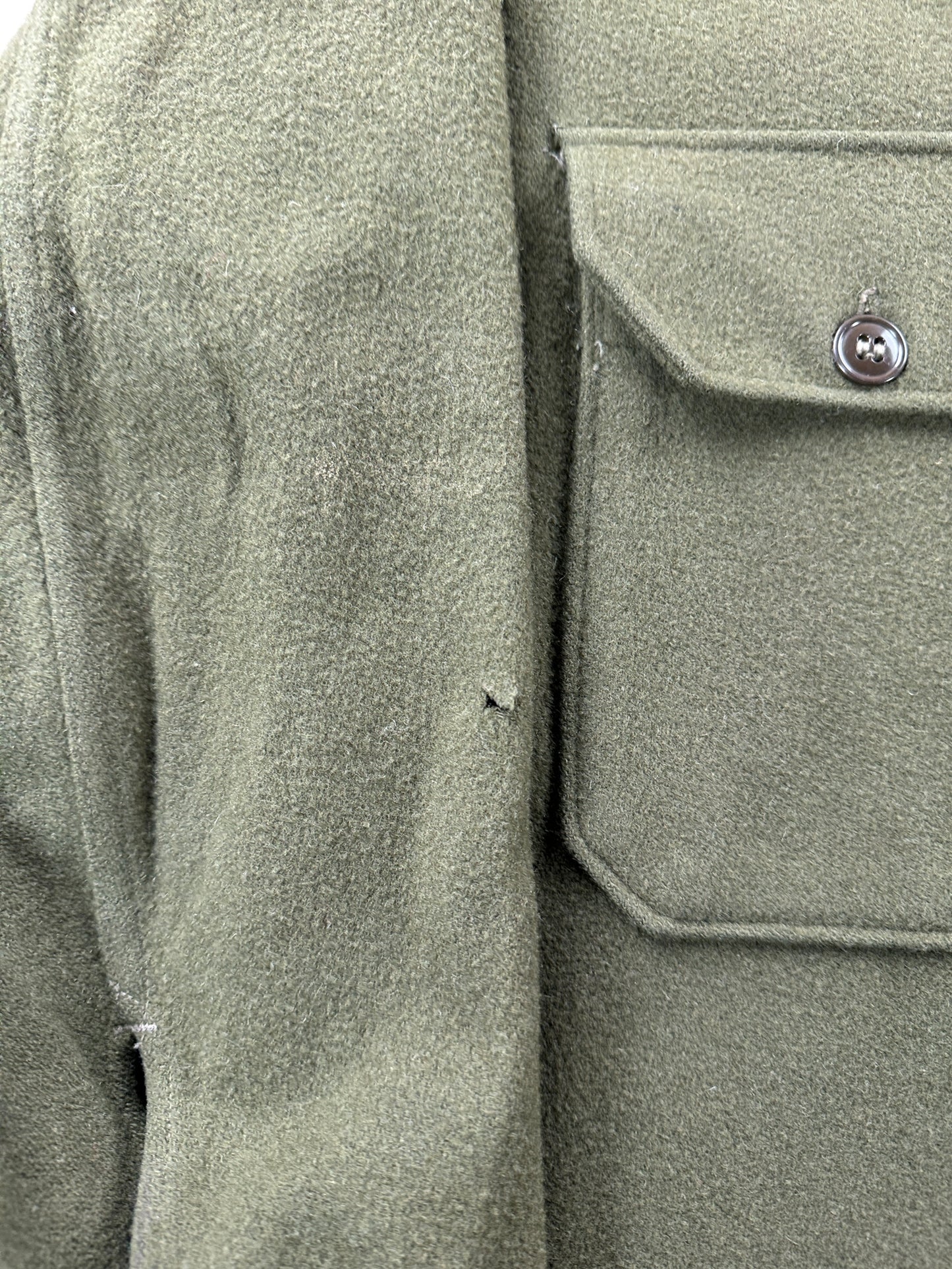 Hole on Sleeve of Vintage Customized Korean War Wool Top SZ L
