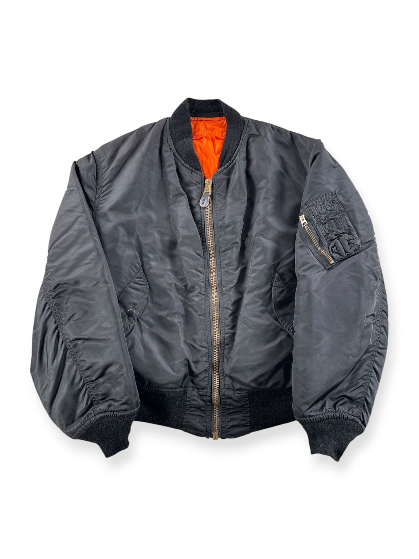 Front of Vintage Black Bomber Jacket SZ L