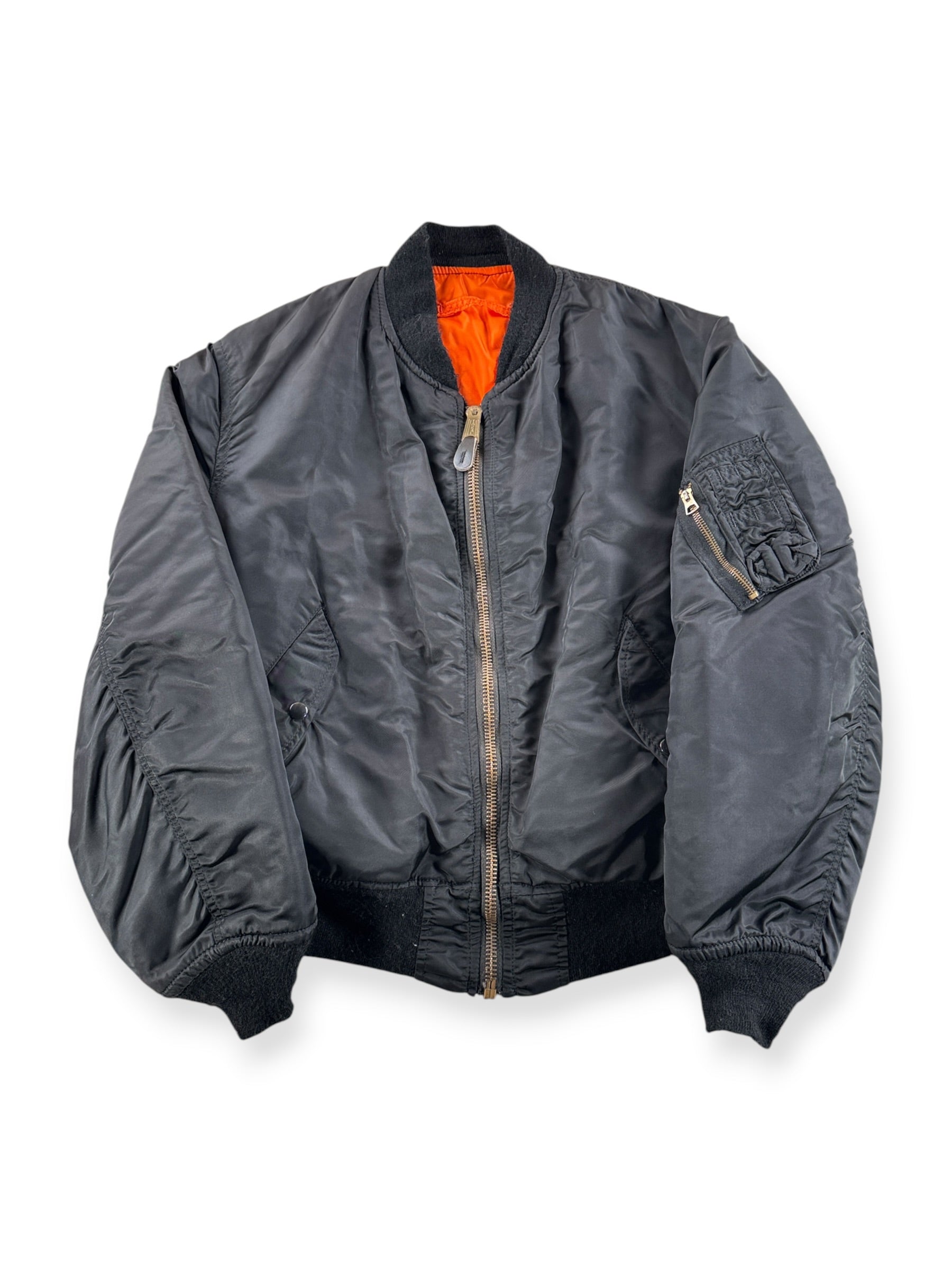 Front of Vintage Black Bomber Jacket SZ L