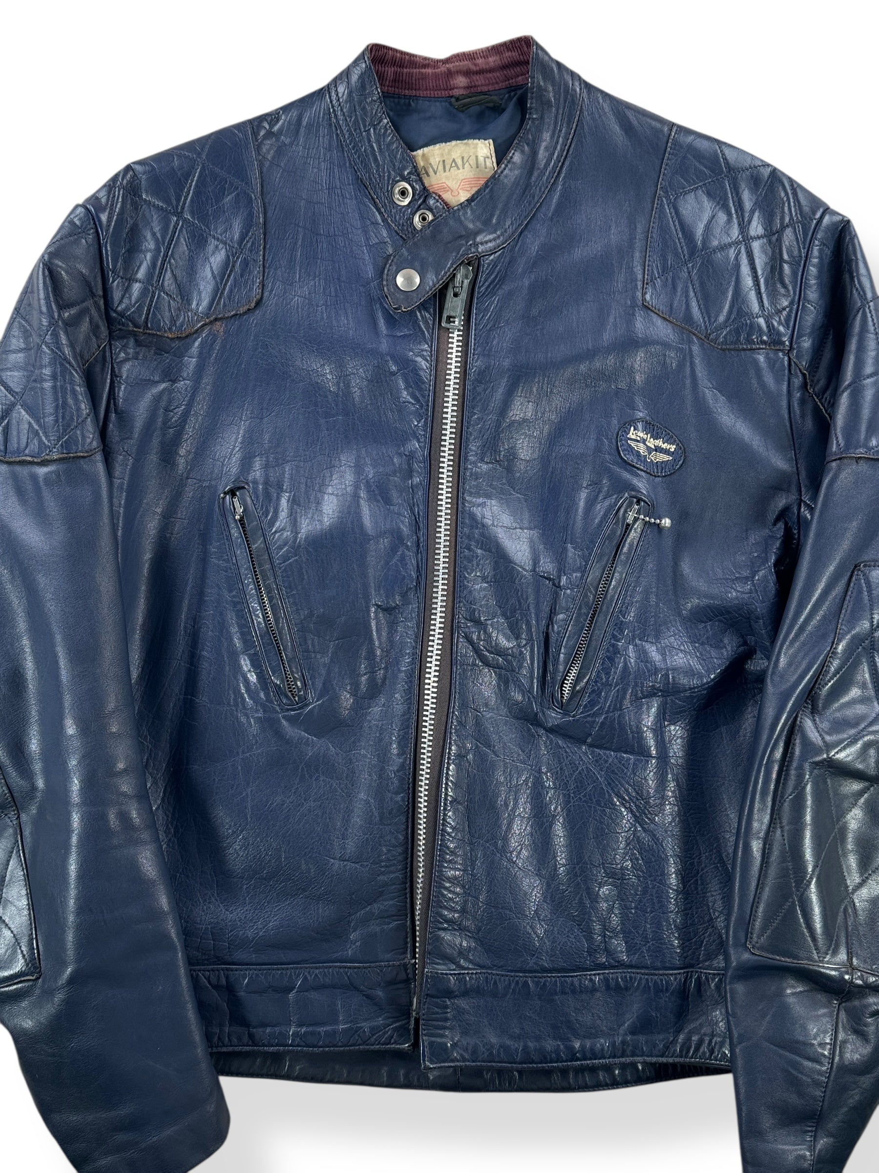 Front Close Up of Vintage 70's Era Lewis Leathers Cafe Cruiser Jacket SZ 44