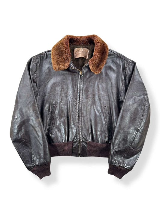 Front of Vintage Sportswear G-1 Style Leather Jacket SZ L