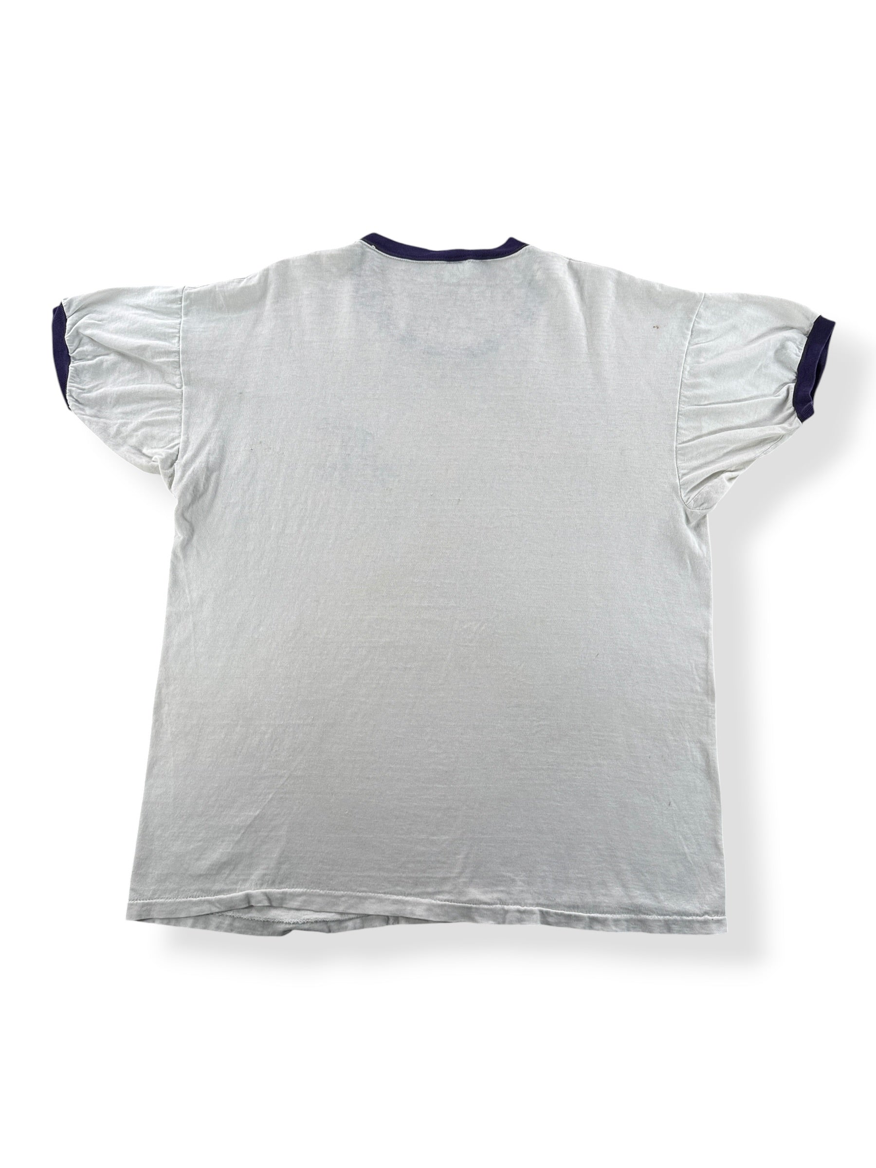 Back of Vintage Champion Blue Bar Waterprint WSU Ringer SZ XL (Fits L)