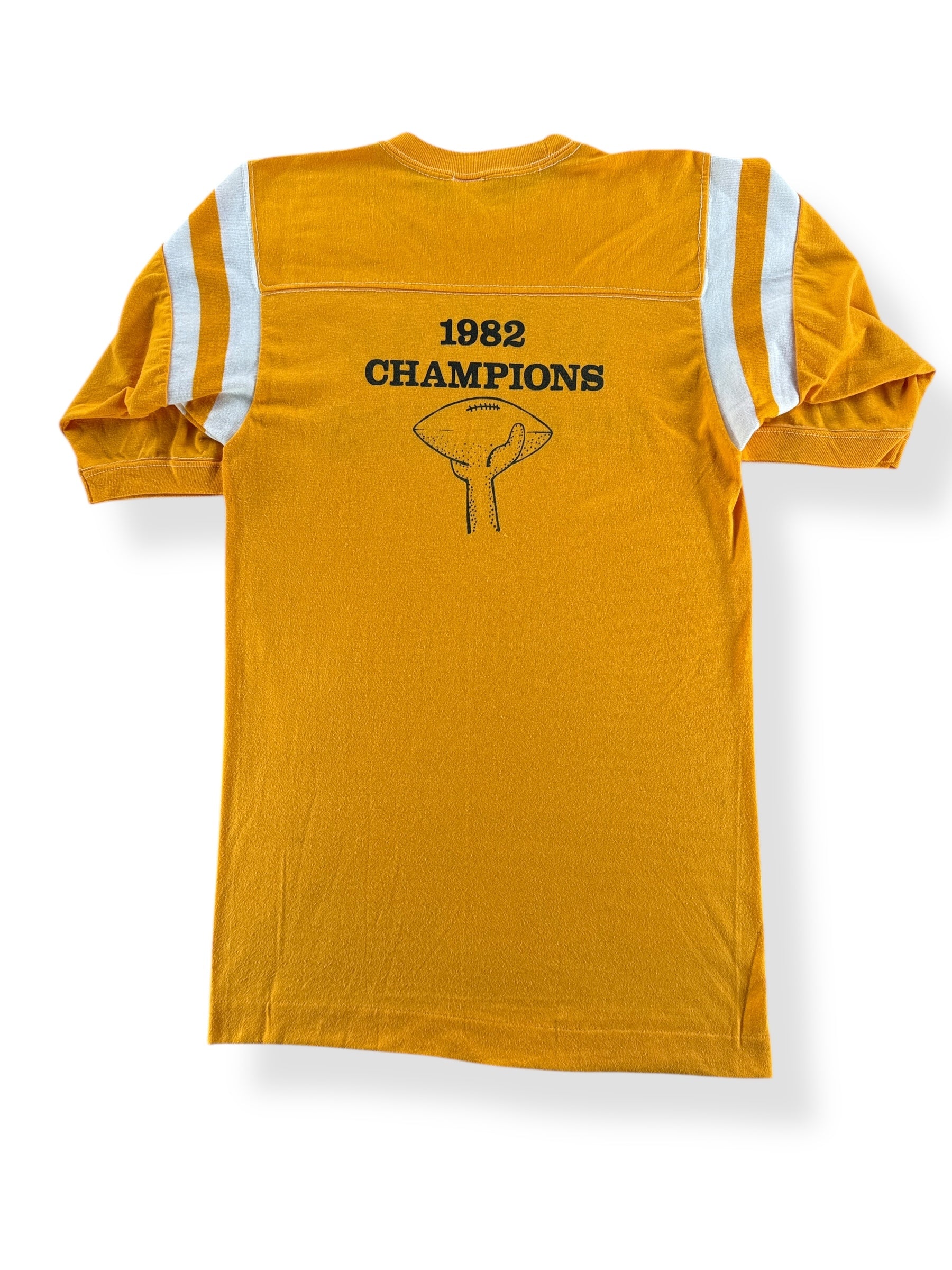 Back of Vintage Juneau Packers Yellow Jersey SZ S