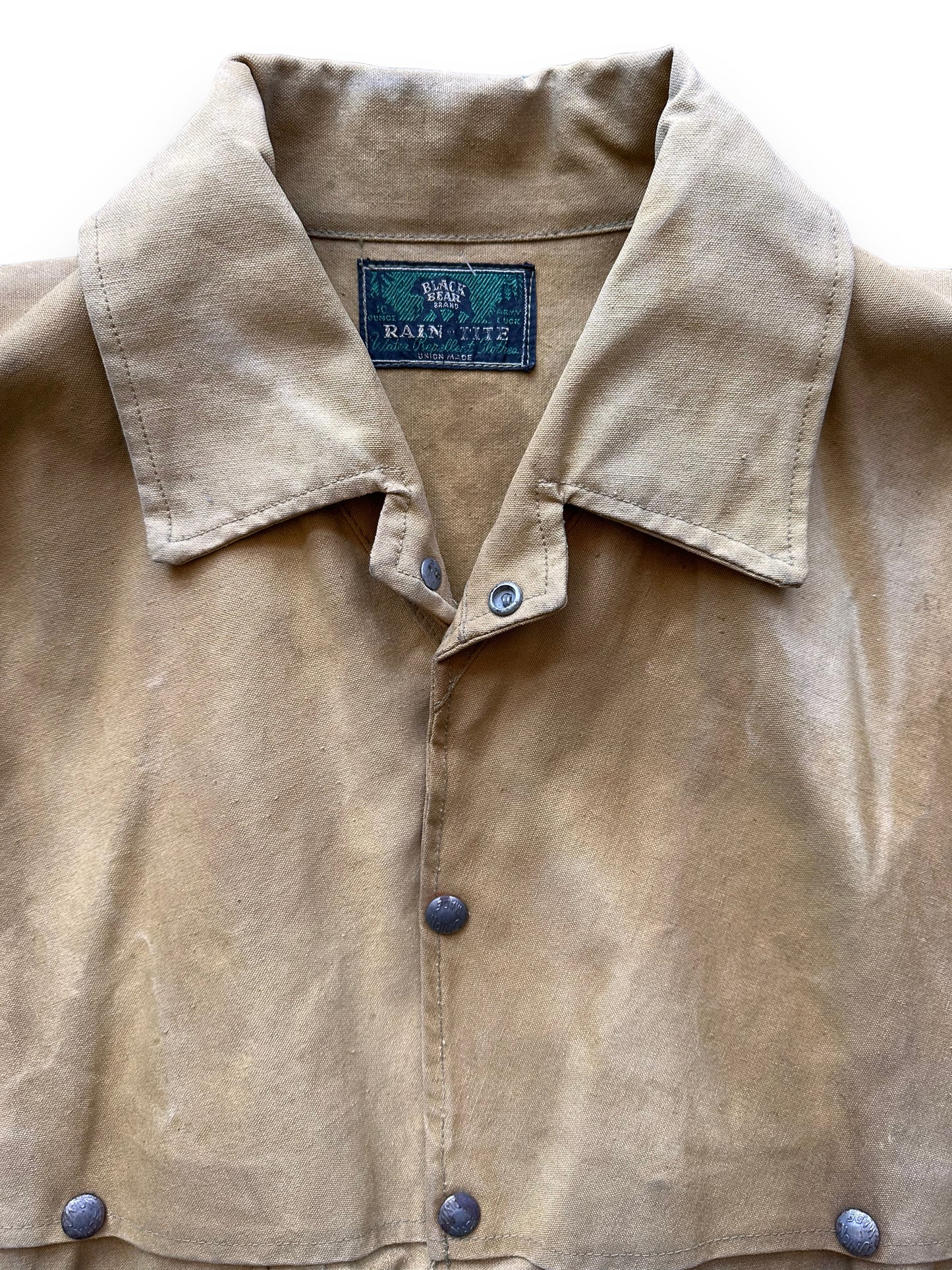 Black Bear Rain Tite Label on Vintage Black Bear Rain Tite Jacket SZ XL | Black Bear Brand Workwear | Seattle Vintage Workwear