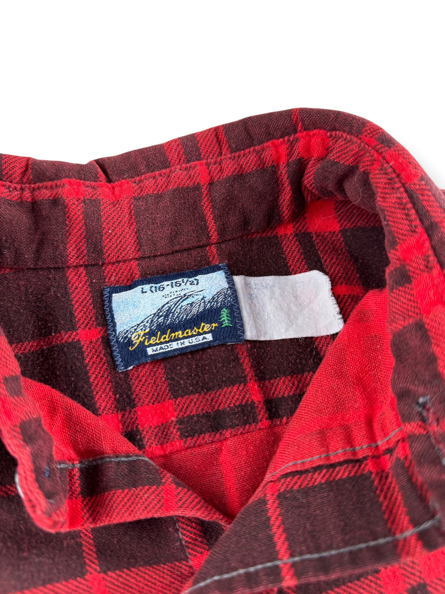 Tags on Vintage 70's Fieldmaster Printed Cotton Flannel Shirt SZ L