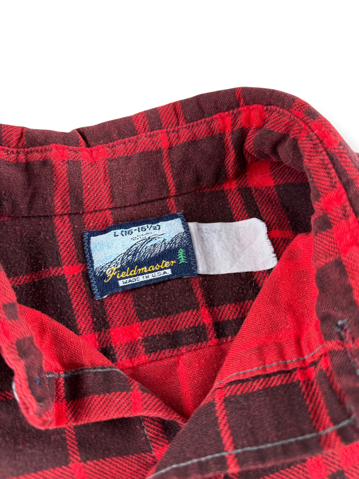 Tags on Vintage 70's Fieldmaster Printed Cotton Flannel Shirt SZ L