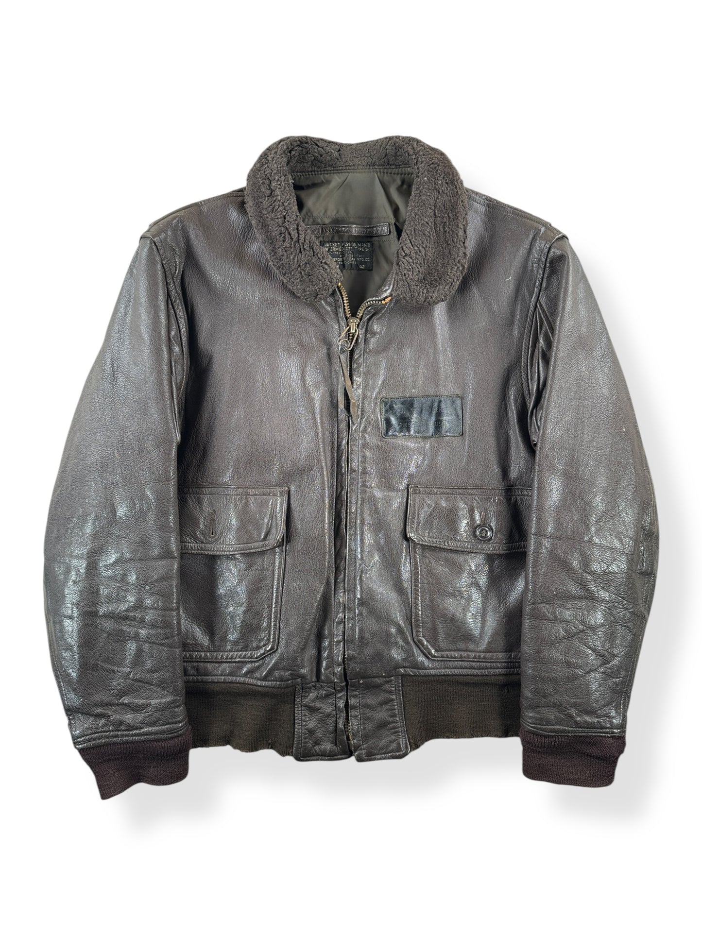 Front of Vintage Military G1 Leather Jacket SZ L