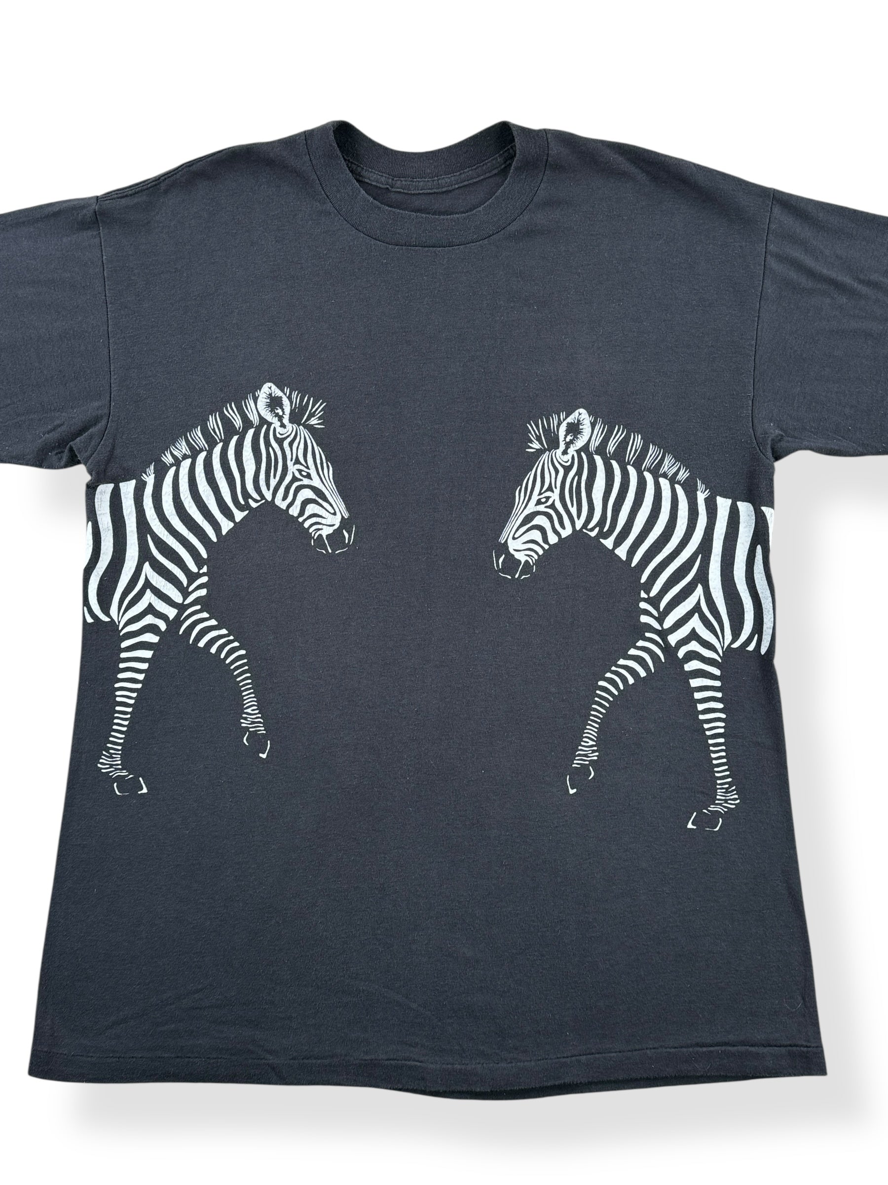 Front Close Up of Vintage Zebra 2 Sided Tee SZ L