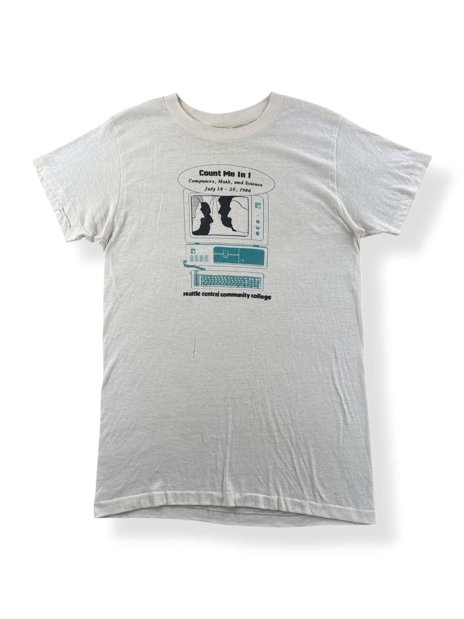 Front of Vintage Seattle College Computer Tee SZ L (Fits S)