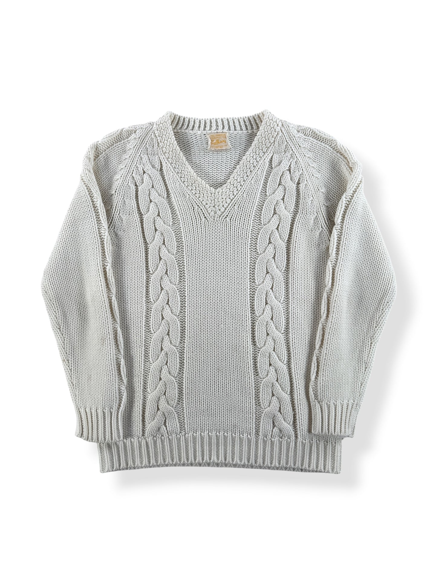 Front of Vintage Acrylic Cableknit V Neck Sweater SZ XS