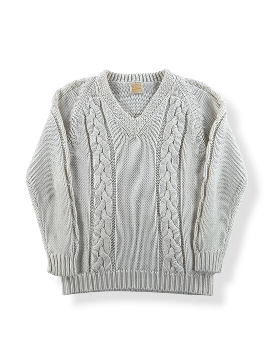 Front of Vintage Acrylic Cableknit V Neck Sweater SZ XS