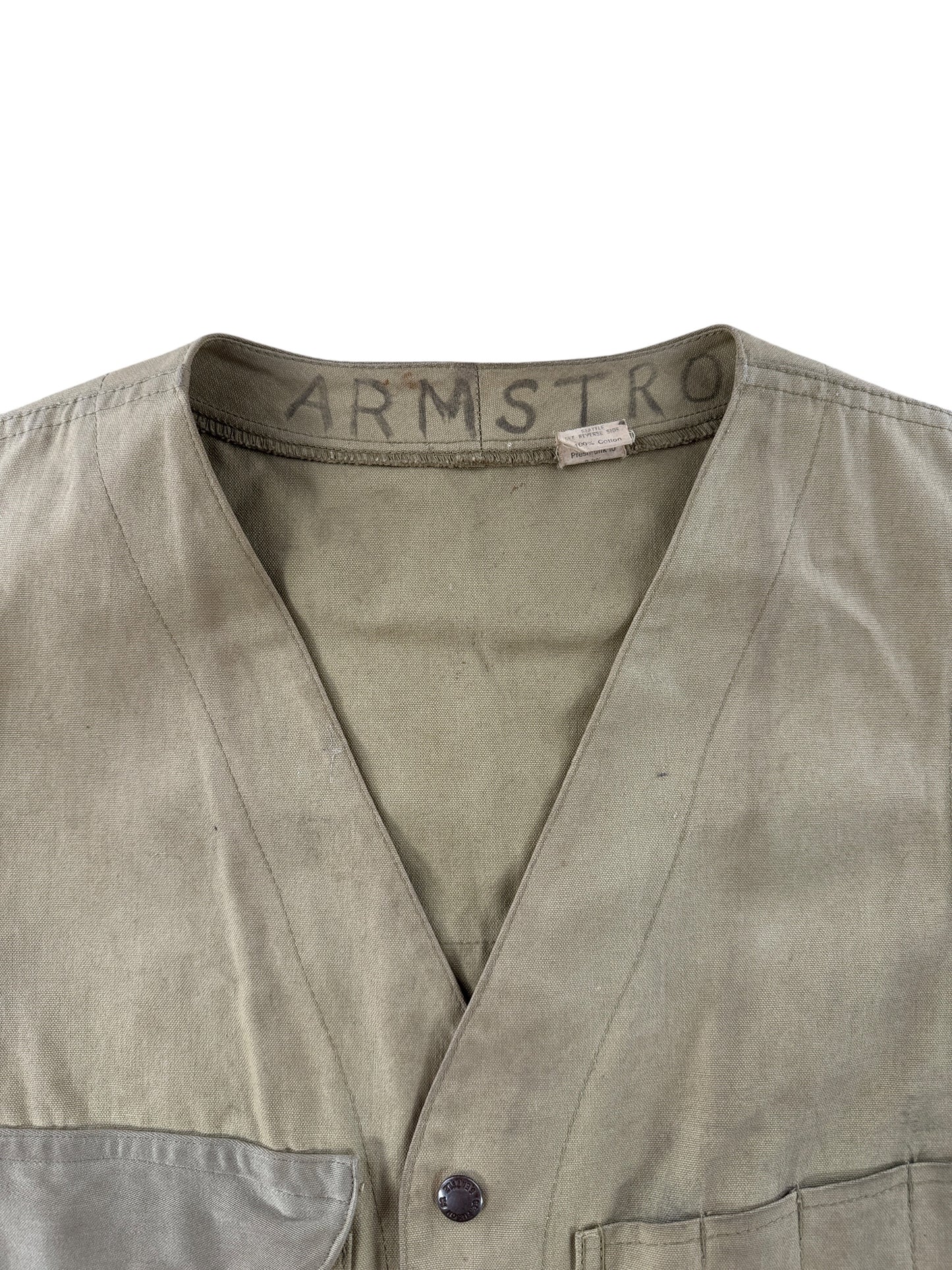 Collar on Vintage Filson Tin Cloth Vest SZ 40