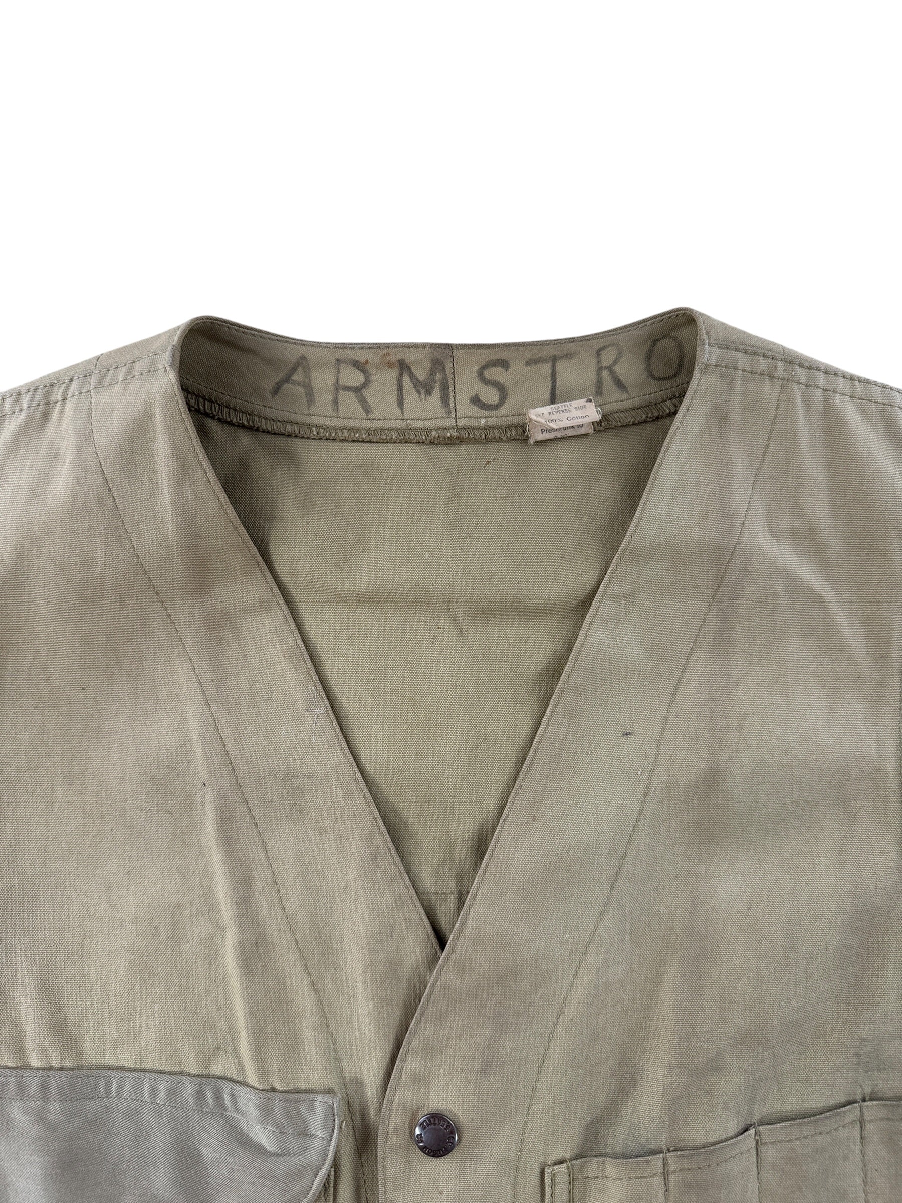 Collar on Vintage Filson Tin Cloth Vest SZ 40