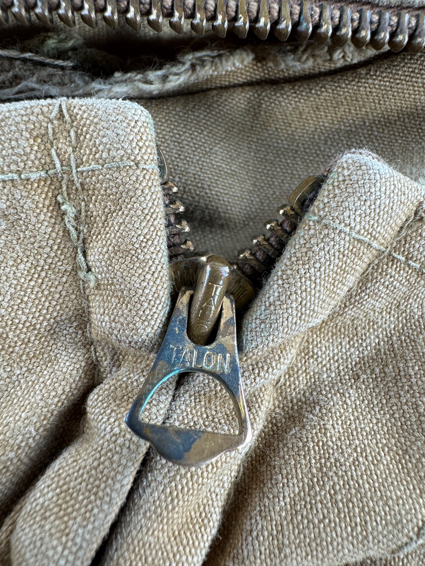 Zipper on Vintage 40s Era Hunting Jacket SZ M