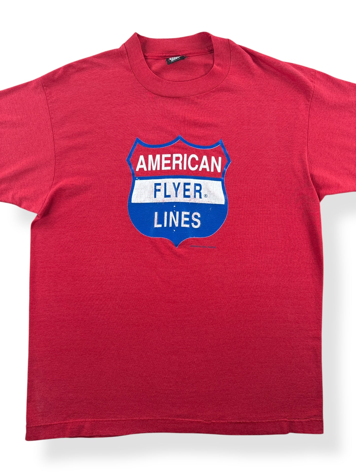 Front Close Up of Vintage American Flyer Tee SZ L