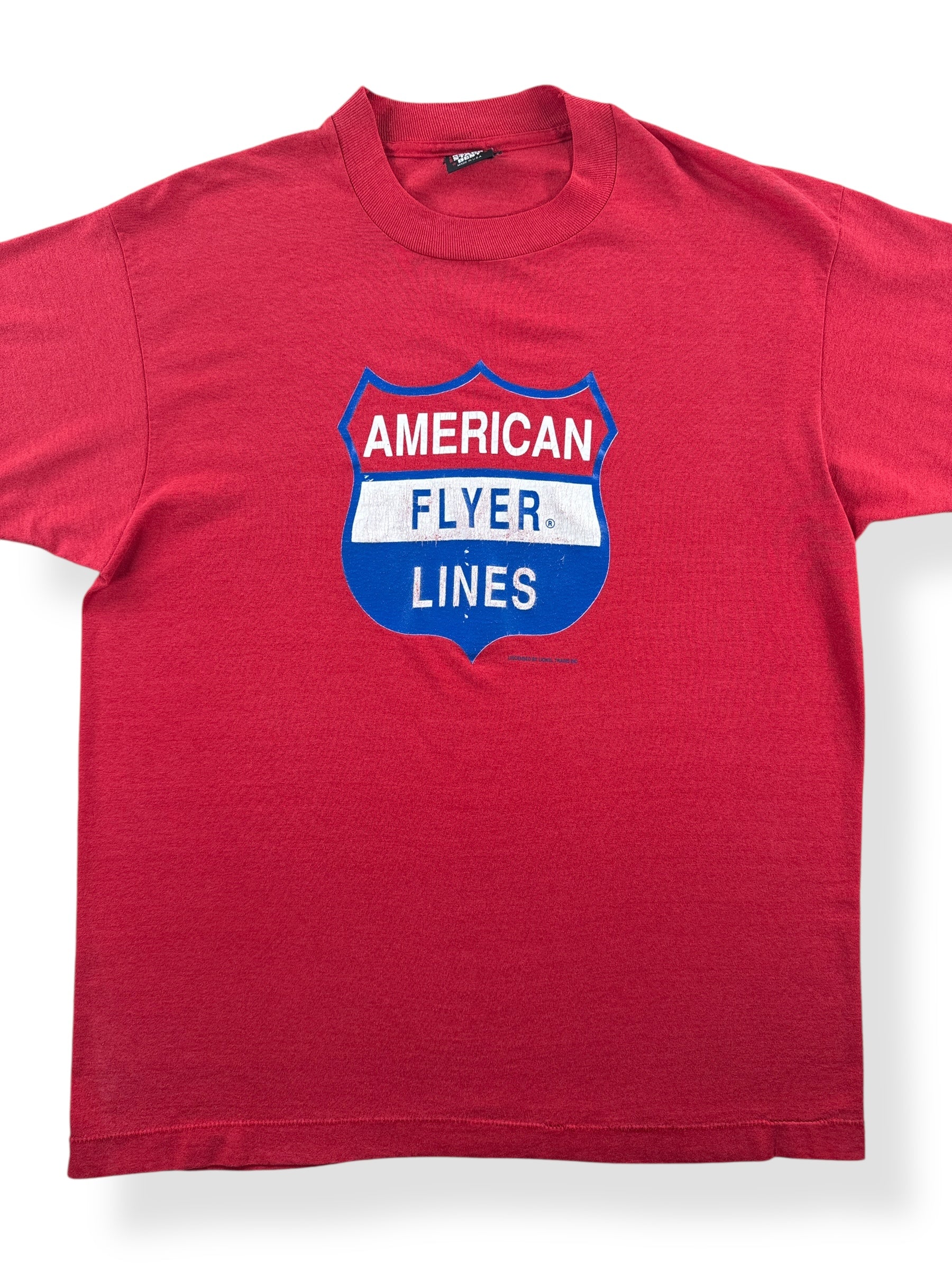 Front Close Up of Vintage American Flyer Tee SZ L